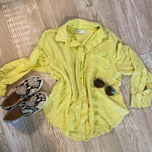 Neon Yellow Linen Shirt